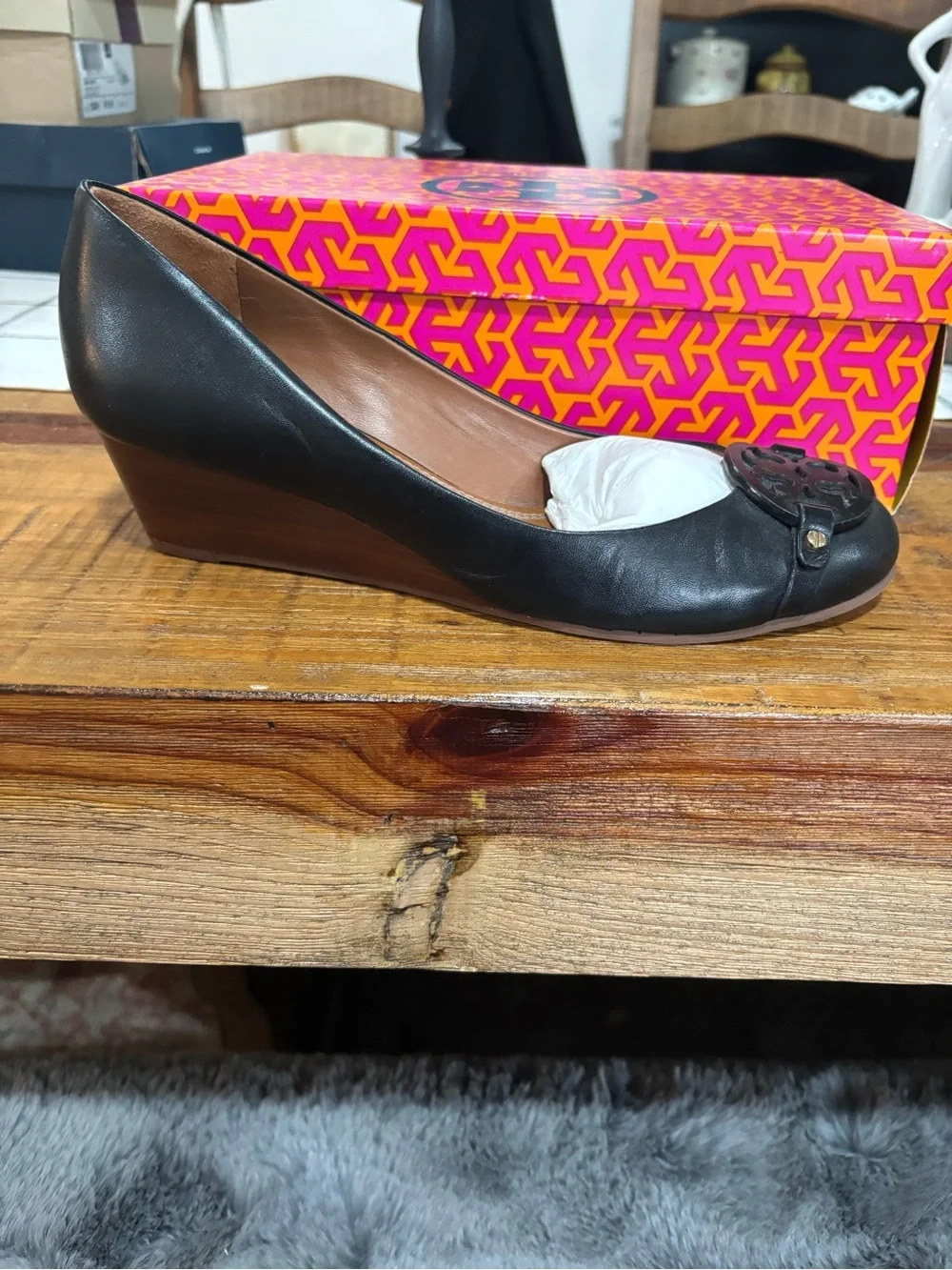 Tory Burch Black Mini Miller 45mm Wedge - Leather